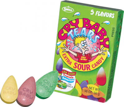 Group of Cry Baby Extra Sour Tears; Tootsie Roll products