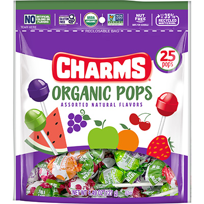 Group of Charms Organic Pops; Tootsie Roll products