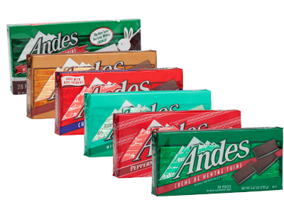 Group of Andes Mints; Tootsie Roll products