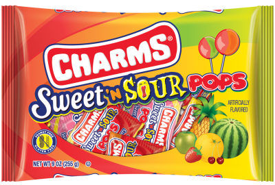 Group of Charms Sweet and Sour Pops; Tootsie Roll products