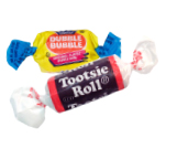 Tootsie roll and bubble gum roll